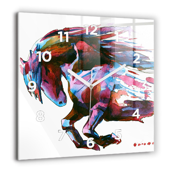 Wanduhr quadratisch Pferd auf der Flucht