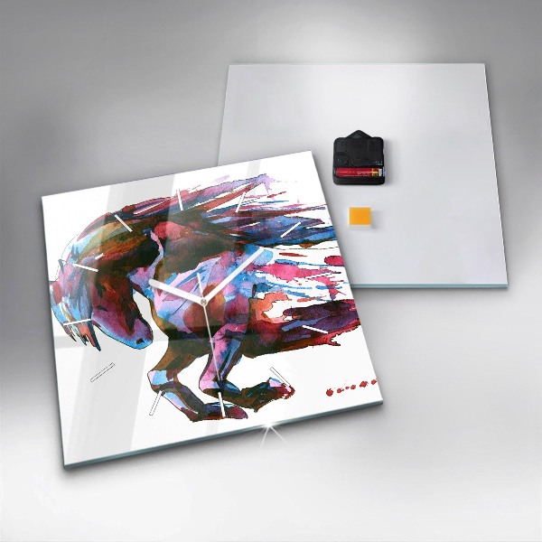 Wanduhr quadratisch Pferd auf der Flucht