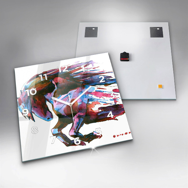 Wanduhr quadratisch Pferd auf der Flucht