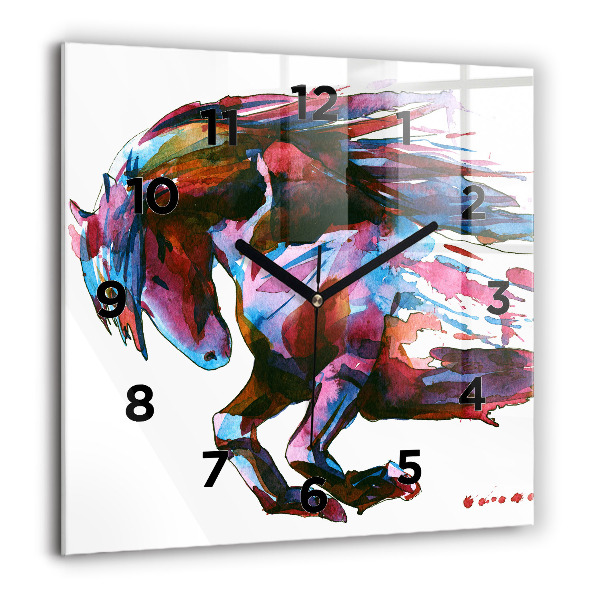 Wanduhr quadratisch Pferd auf der Flucht