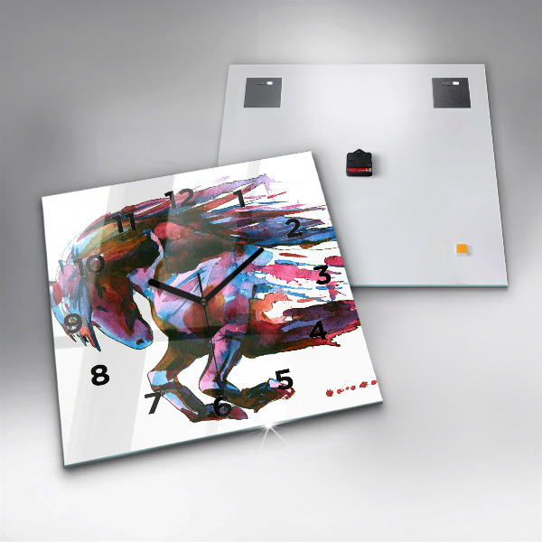 Wanduhr quadratisch Pferd auf der Flucht