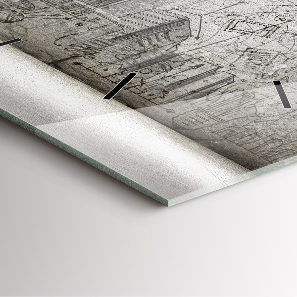 Wanduhr quadratisch Skizze einer Stadt