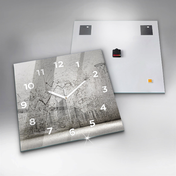 Wanduhr quadratisch Skizze einer Stadt