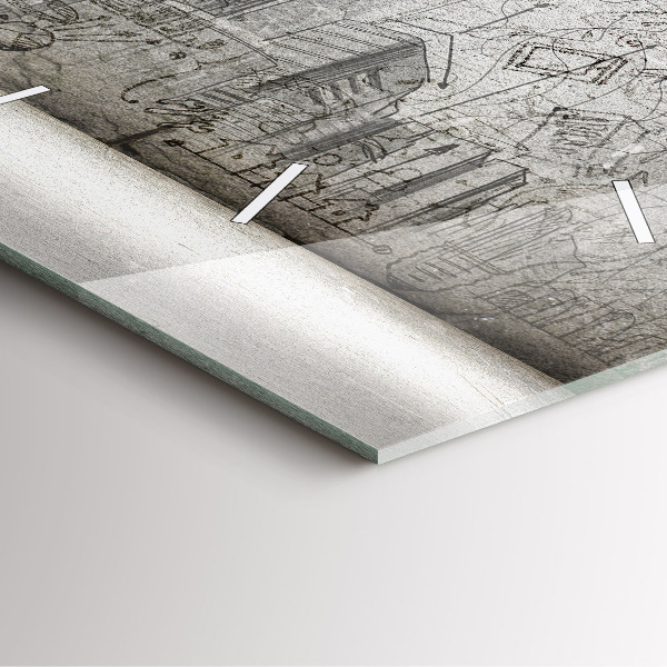 Wanduhr quadratisch Skizze einer Stadt