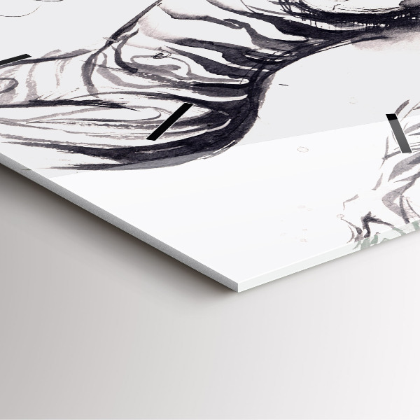 Wanduhr modern quadratisch Frau und Zebras