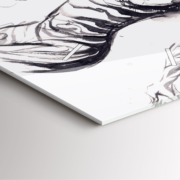 Wanduhr modern quadratisch Frau und Zebras