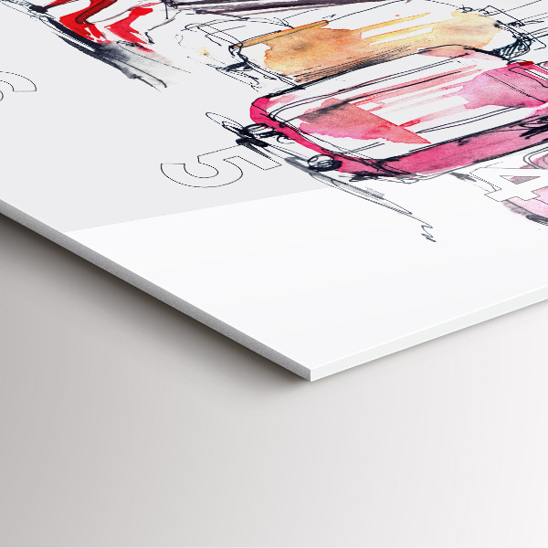 Wanduhr quadratisch mit motiv Frau Reisekoffer