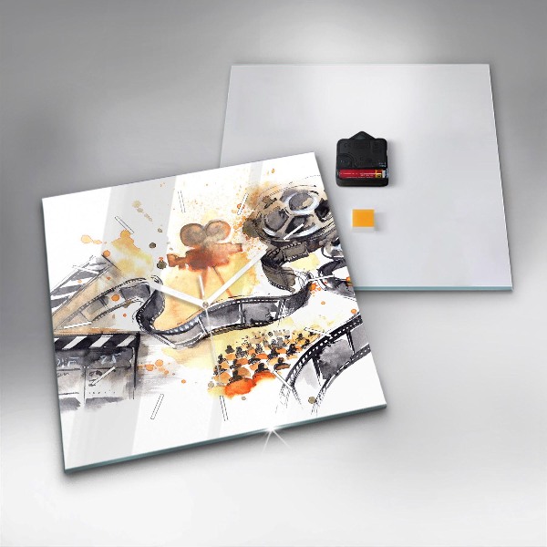 Wanduhr modern quadratisch Kinematographie Kamera