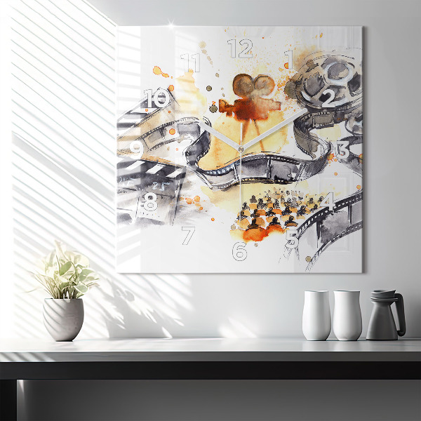 Wanduhr modern quadratisch Kinematographie Kamera