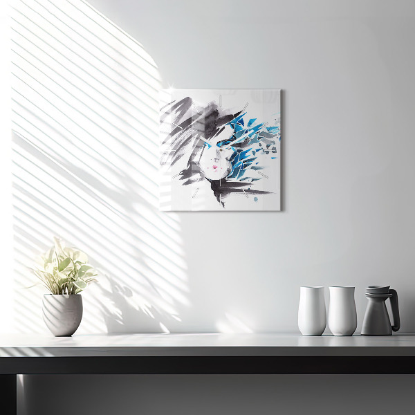 Wanduhr quadratisch Abstraktes Gesicht einer Frau