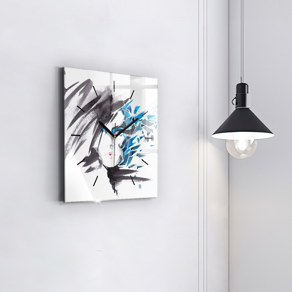 Wanduhr quadratisch Abstraktes Gesicht einer Frau