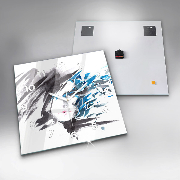 Wanduhr quadratisch Abstraktes Gesicht einer Frau