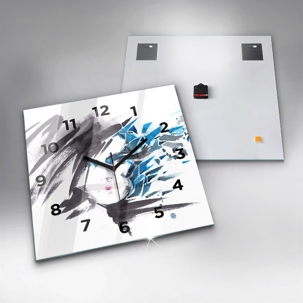 Wanduhr quadratisch Abstraktes Gesicht einer Frau