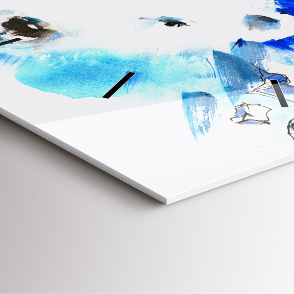 Wanduhr modern quadratisch Bär auf einem Hintergrund aus Eis