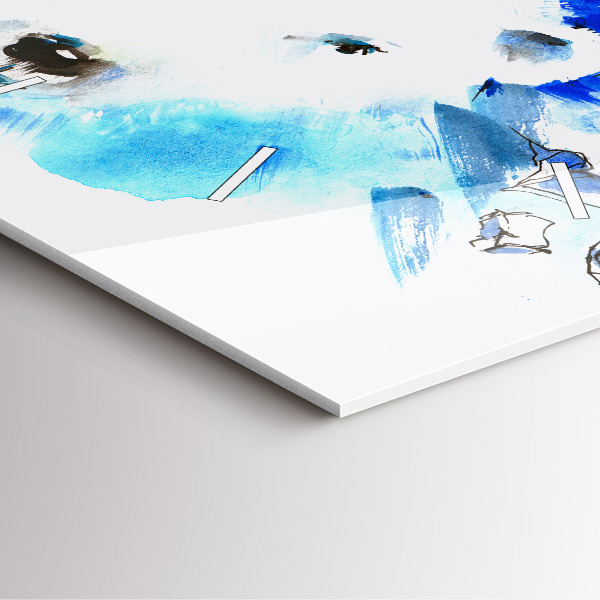 Wanduhr modern quadratisch Bär auf einem Hintergrund aus Eis