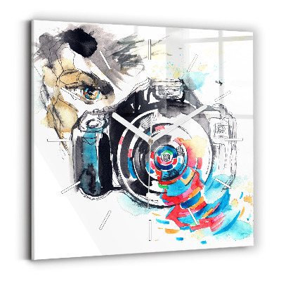 Wanduhr quadratisch mit motiv Fotografin mit Kamera