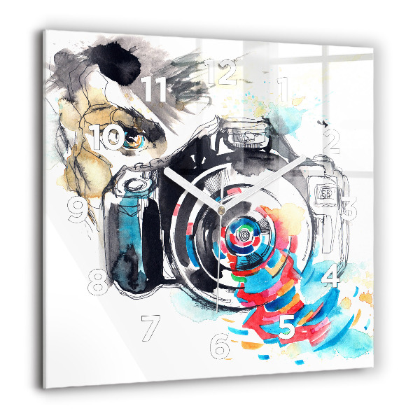 Wanduhr quadratisch mit motiv Fotografin mit Kamera