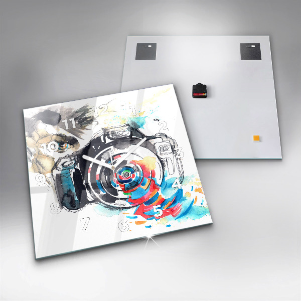 Wanduhr quadratisch mit motiv Fotografin mit Kamera