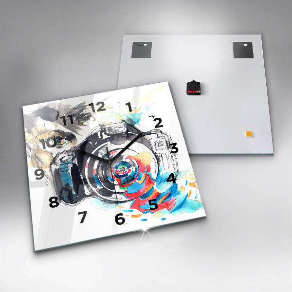 Wanduhr quadratisch mit motiv Fotografin mit Kamera