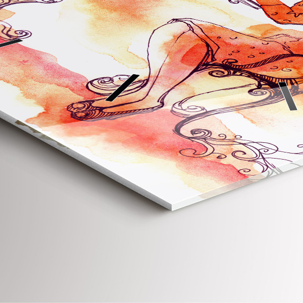 Wanduhr modern quadratisch Frau trinkt Tee