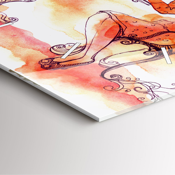 Wanduhr modern quadratisch Frau trinkt Tee