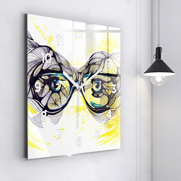 Wanduhr modern quadratisch Sonnenbrille