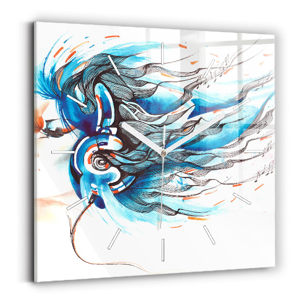 Wanduhr quadratisch mit motiv Illustration eines Kopfhörers