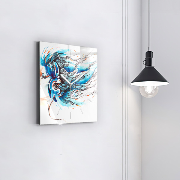 Wanduhr quadratisch mit motiv Illustration eines Kopfhörers