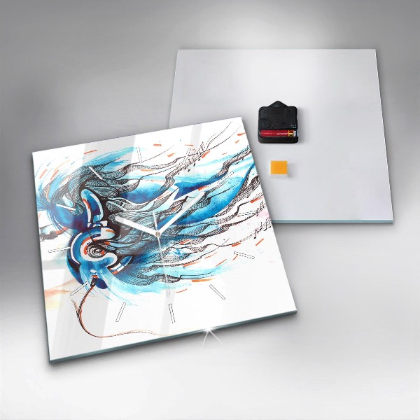 Wanduhr quadratisch mit motiv Illustration eines Kopfhörers