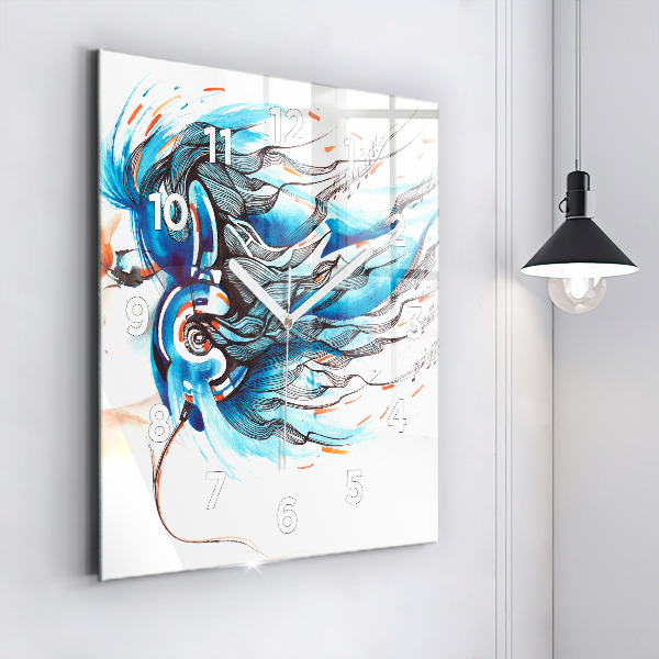 Wanduhr quadratisch mit motiv Illustration eines Kopfhörers