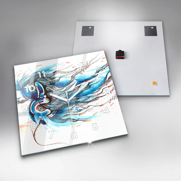 Wanduhr quadratisch mit motiv Illustration eines Kopfhörers