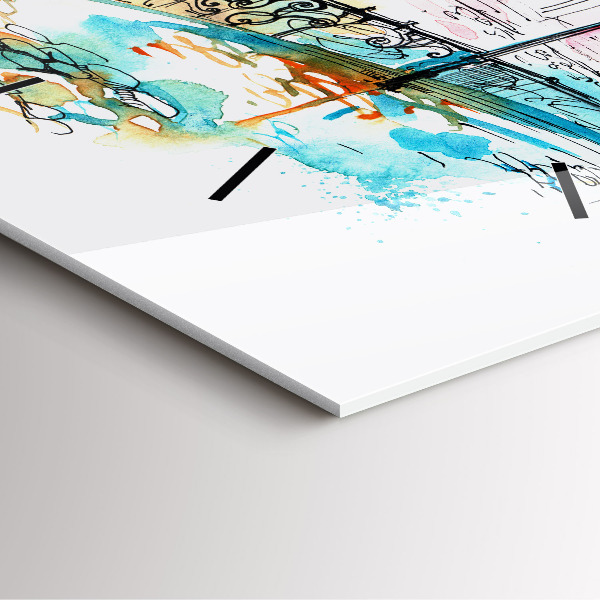 Wanduhr quadratisch Gemalte Architektur