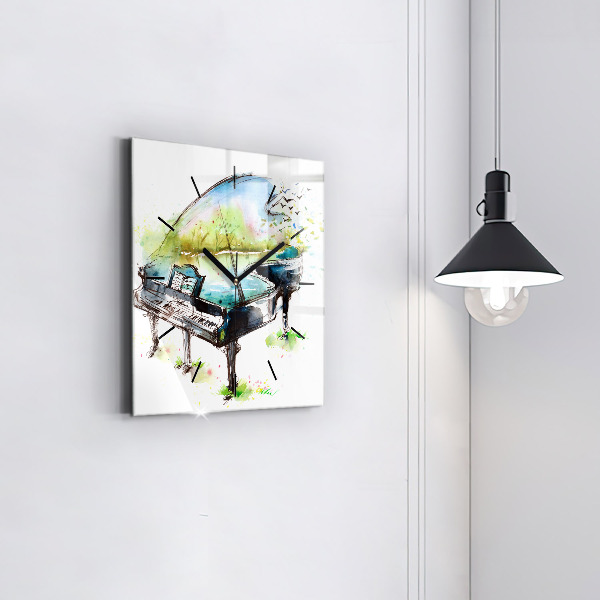 Wanduhr modern quadratisch Illustration der 4 Jahreszeiten