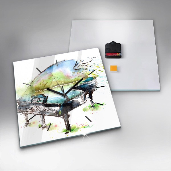 Wanduhr modern quadratisch Illustration der 4 Jahreszeiten