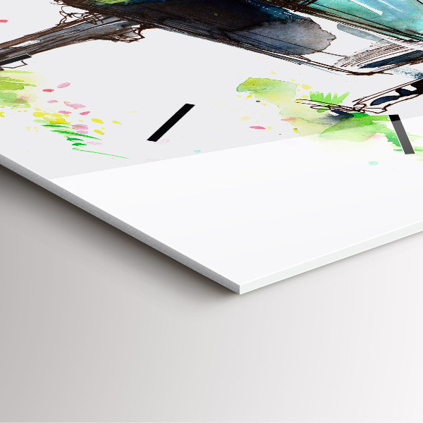 Wanduhr modern quadratisch Illustration der 4 Jahreszeiten