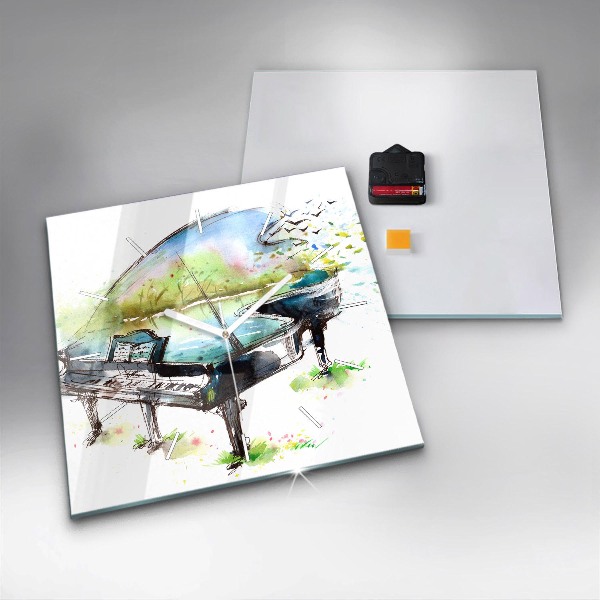 Wanduhr modern quadratisch Illustration der 4 Jahreszeiten