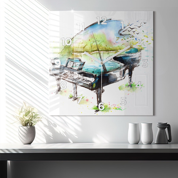 Wanduhr modern quadratisch Illustration der 4 Jahreszeiten