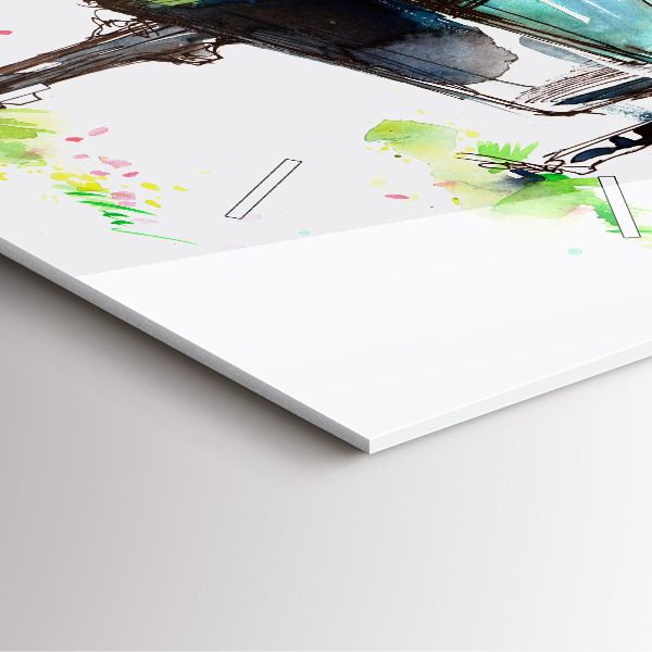 Wanduhr modern quadratisch Illustration der 4 Jahreszeiten