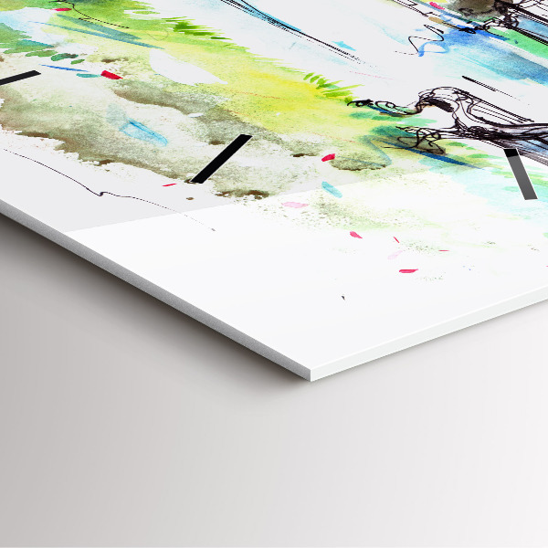 Wanduhr quadratisch Malerischer Frühling