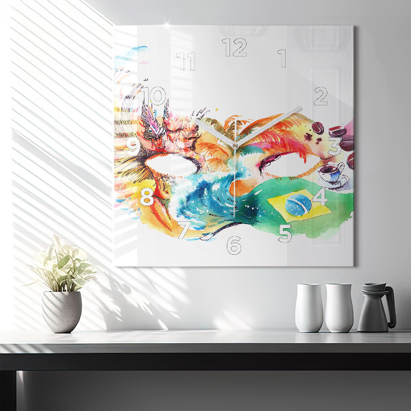 Wanduhr modern quadratisch Kultur - Flagge von Brasilien