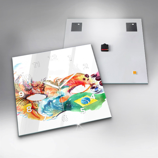 Wanduhr modern quadratisch Kultur - Flagge von Brasilien