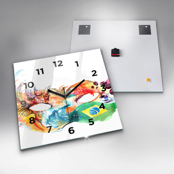 Wanduhr modern quadratisch Kultur - Flagge von Brasilien