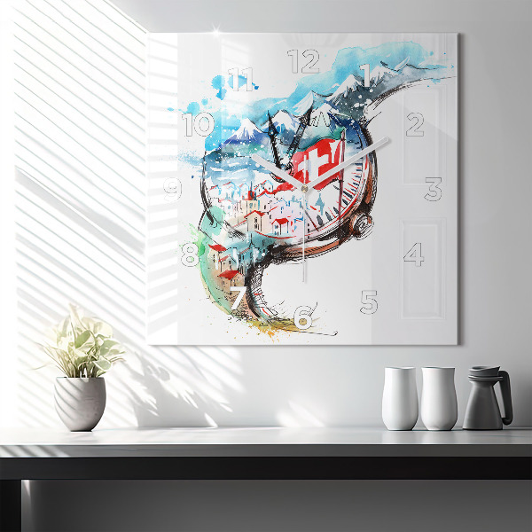 Wanduhr quadratisch Schweizer Uhr