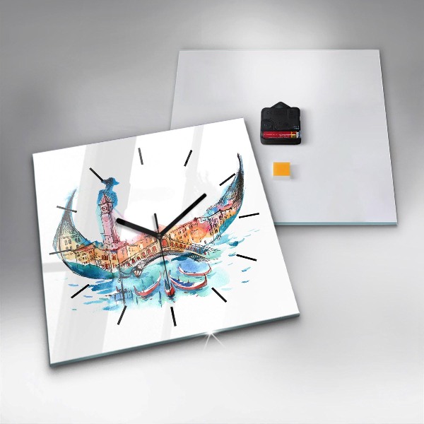 Wanduhr modern quadratisch Italien - Die venezianische Gondel