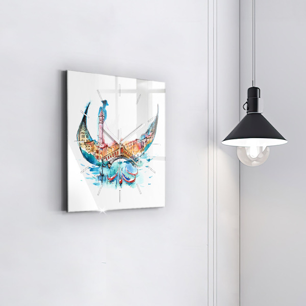 Wanduhr modern quadratisch Italien - Die venezianische Gondel