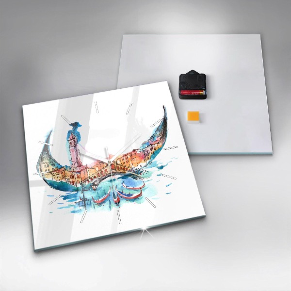 Wanduhr modern quadratisch Italien - Die venezianische Gondel