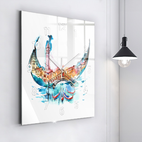 Wanduhr modern quadratisch Italien - Die venezianische Gondel
