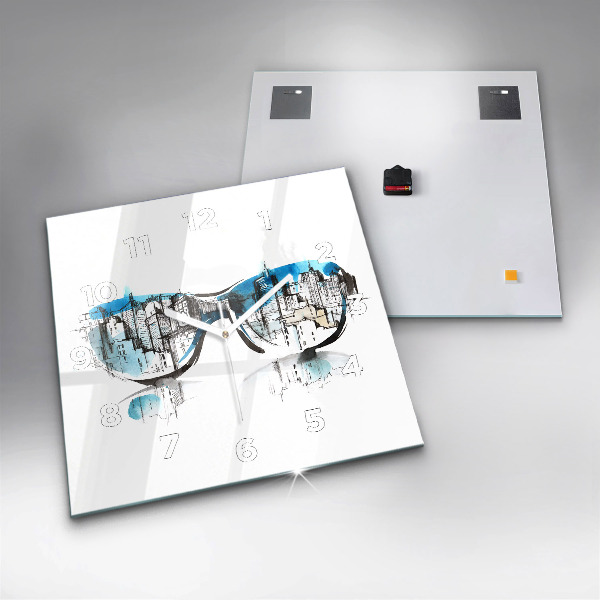 Wanduhr quadratisch mit motiv Die Stadt im Glas