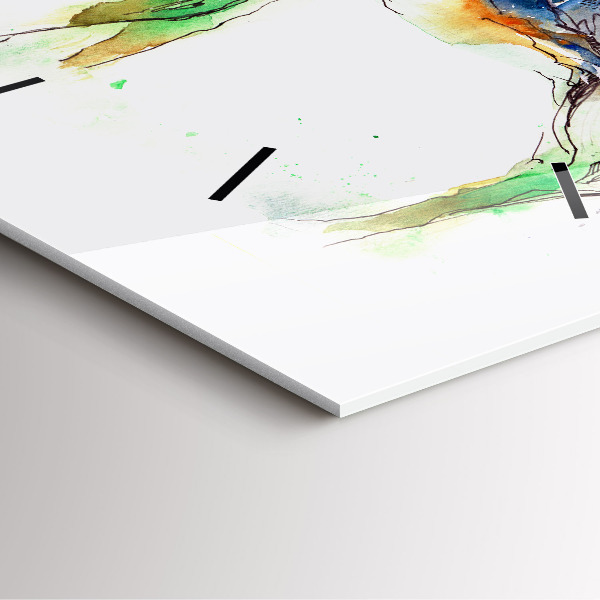 Wanduhr quadratisch Elch und Berglandschaft