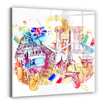 Wanduhr modern quadratisch Attraktive Länder der Welt